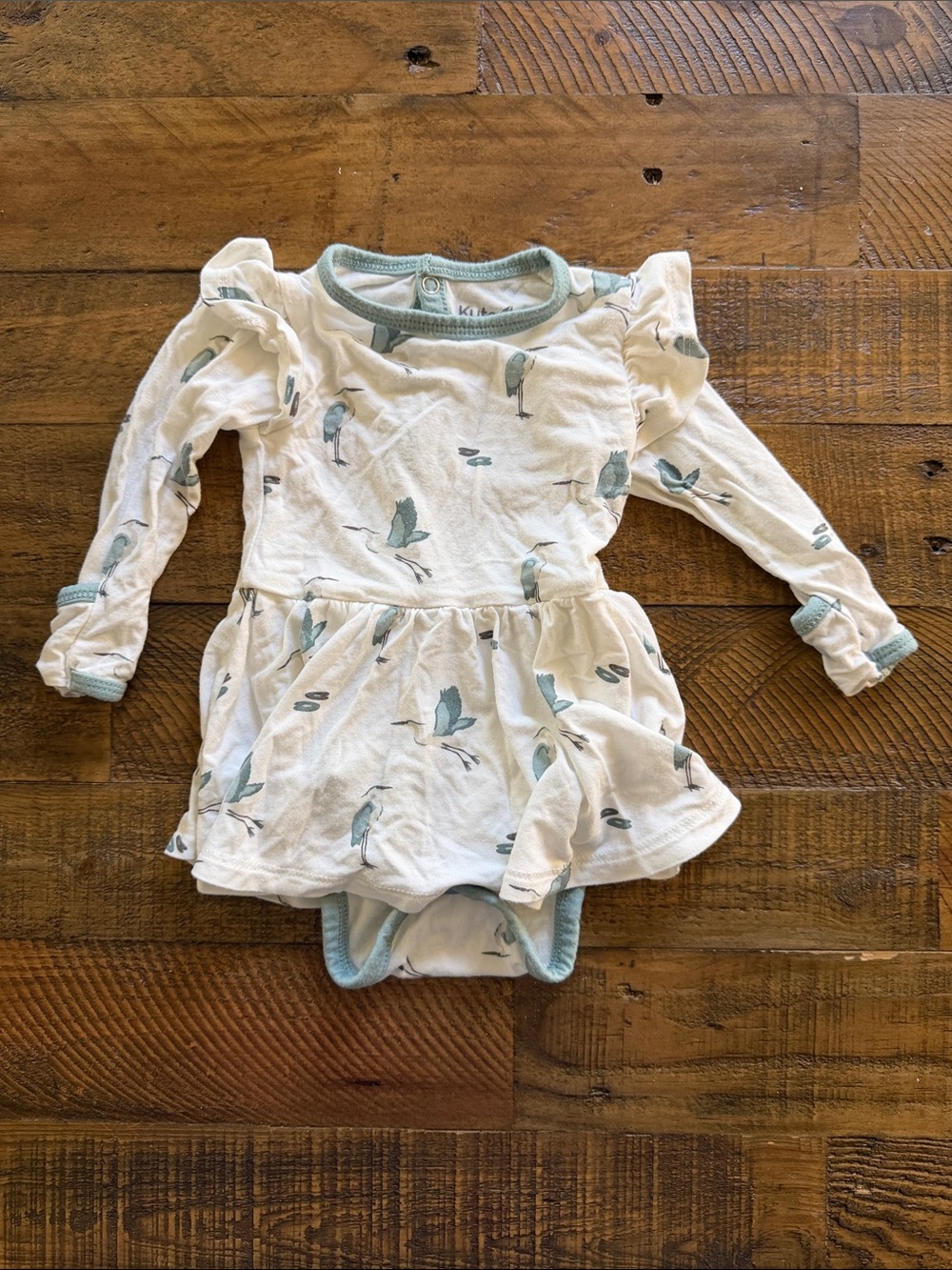 Kyte BABY Cream Dress with pale blue Bird Print